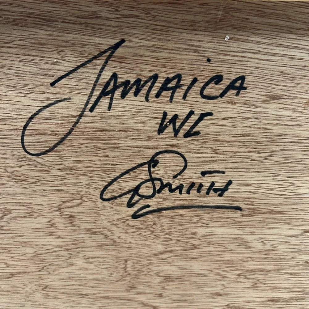 Vintage Signed Jamaican Marquetry Inlay Wood Serving Tray Handmade Jamaica W.I.